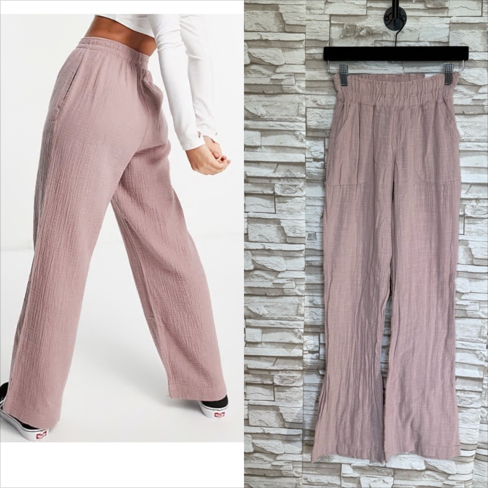 Rewash XS Solid Smocked Wide Leg Pants